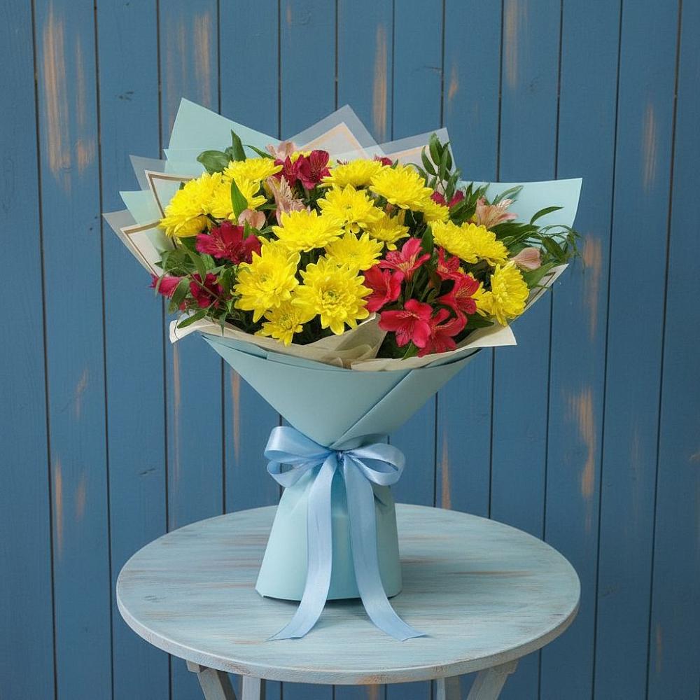 Букет цветов из: Альстромерии и Хризантемы в Гусиноозерске
