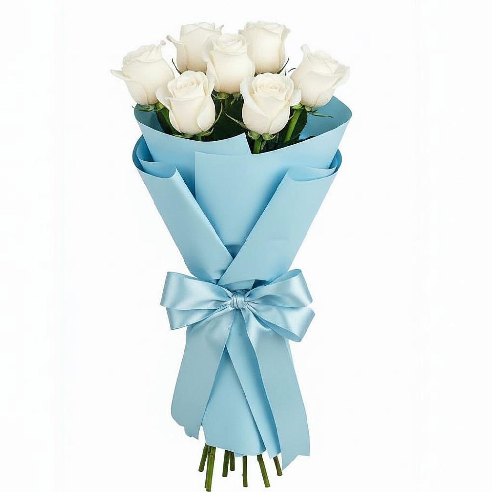 Букет 7 белых роз Проуд в Гусиноозерске