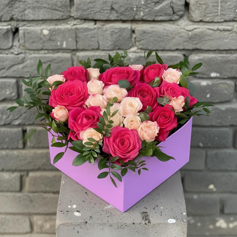 Цветочная композиция из Розы в коробке в Гусиноозерске
