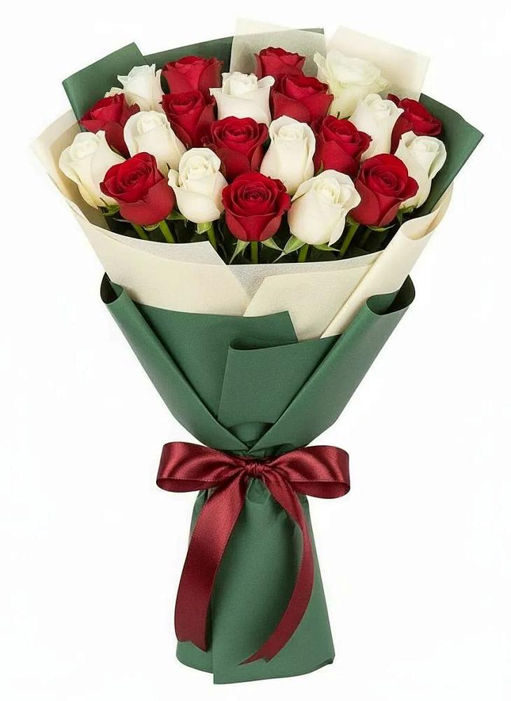 Букет Микс из красных и белых роз в Гусиноозерске