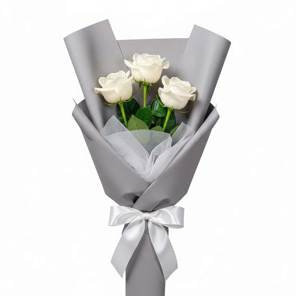 Букет 3 белые розы в Гусиноозерске
