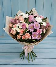 Букет цветов из:  Хризантемы, Розы и Альстромерии в Гусиноозерске