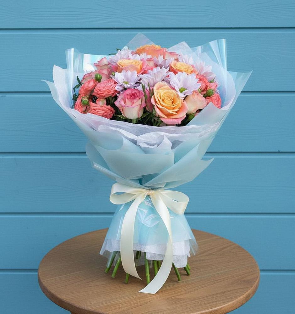 Букет цветов из: Хризантемы и Розы в Гусиноозерске